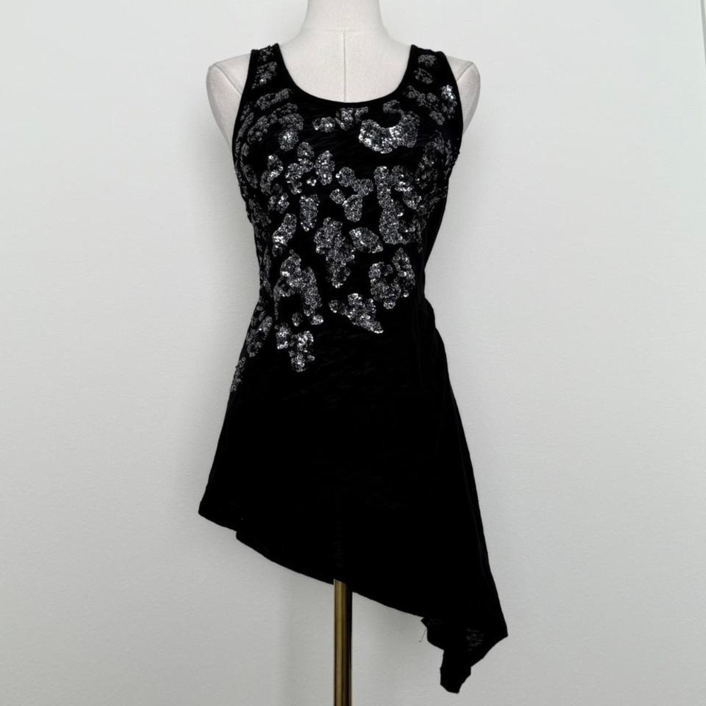 Express Y2K Sequin Asymmetrical Tank Sz M Night Out 2000s Glam Club Wear